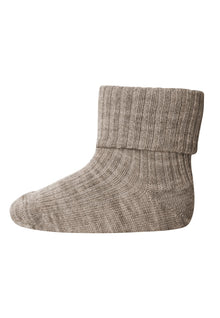  Rib Socken aus Merino Wolle - Light Brown Melange