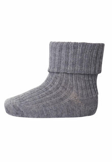  Rib Socken aus Merino Wolle - Grey Melange