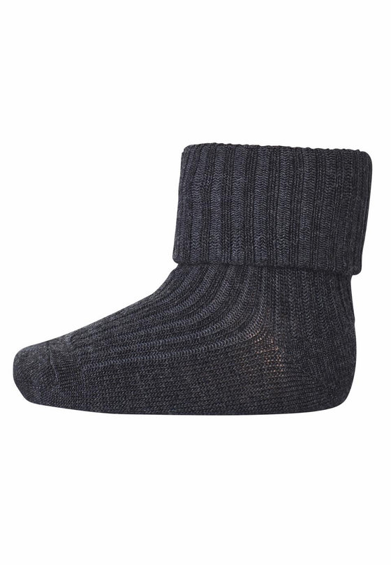 Rib Socken aus Wolle - Dark Grey Melange