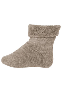  Baby Socken aus Merino Wolle - Light Brown Melange