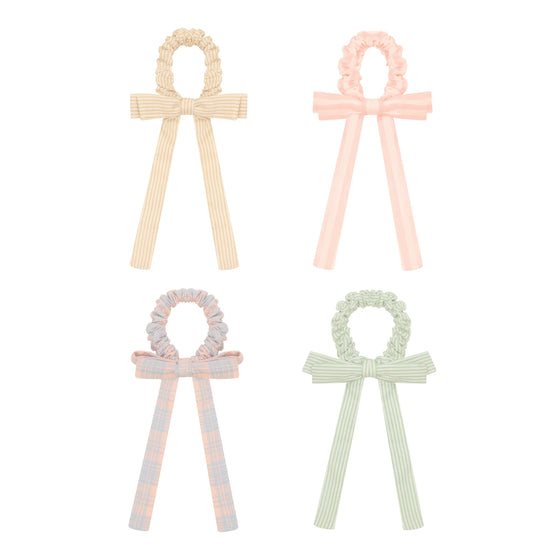 4er Set Haargummis SUMMER STRIPES BOW SCRUNCHIES
