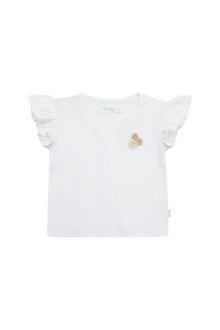  T-Shirt mit Rüschen 'Flowers' - white