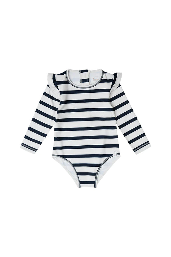 Langarm Badeanzug 'Navy Stripes'