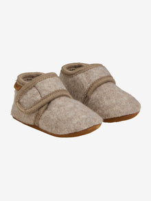  Baby Slipper/Hausschuhe aus Wolle - Sand Melange