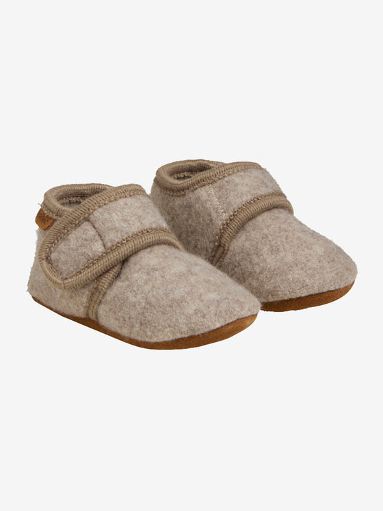 Baby Slipper/Hausschuhe aus Wolle - Sand Melange