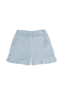  Frottee Shorts mit Rüsche - clear blue