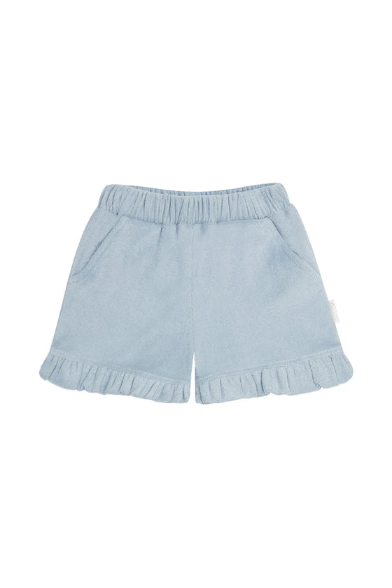 Frottee Shorts mit Rüsche - clear blue