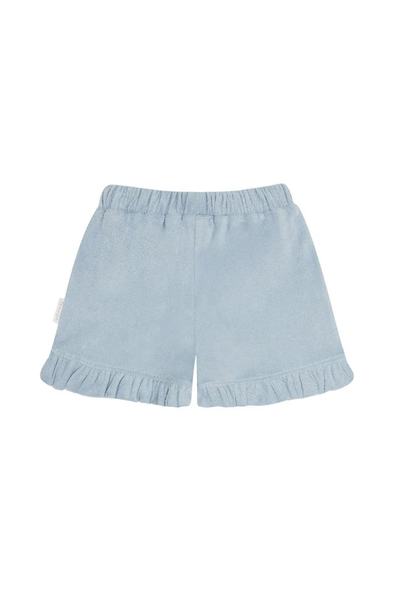 Frottee Shorts mit Rüsche - clear blue