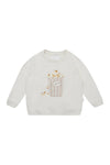 Oversized Sweatshirt "Popcorn rose" - beige