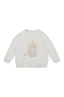  Oversized Sweatshirt "Popcorn rose" - beige