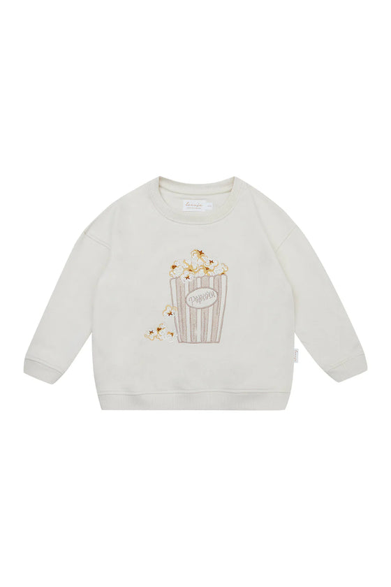 Oversized Sweatshirt "Popcorn rose" - beige