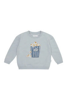  Oversized Sweatshirt "Popcorn Light Blue" - Blau