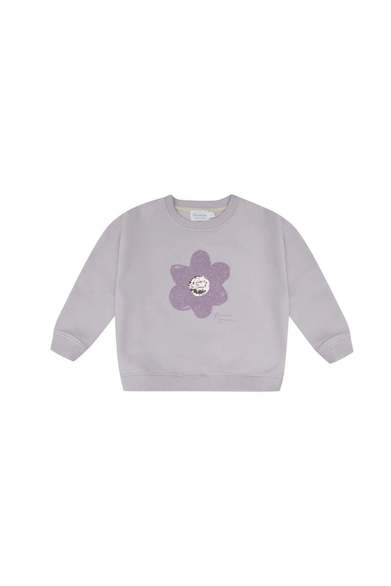 Oversized Sweatshirt "Sparkling Flower" - lavender