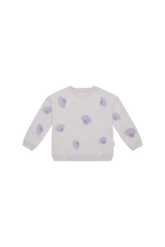 Oversized Sweatshirt mit Muschel Applikationen - lavender