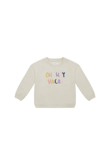  Oversized Sweatshirt 'oh hey vacay' - beige