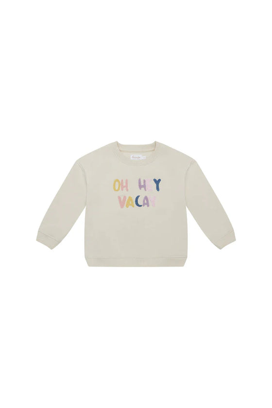 Oversized Sweatshirt 'oh hey vacay' - beige