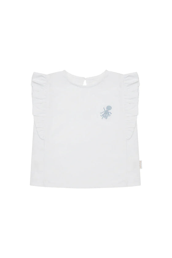 T-Shirt 'octopus' mit Rüschen - white
