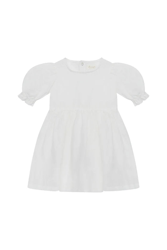 Leinenkleid mit Puffärmeln - white