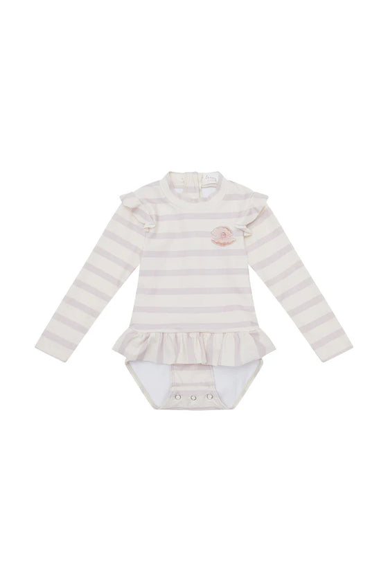 Langarm Badeanzug 'lavender stripes' - lavender stripes