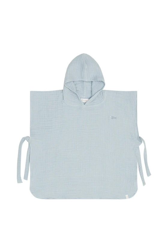 Poncho aus Musselin 'fish' - clear blue