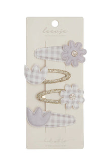  Haarspangen 'lavender gingham flower clips'