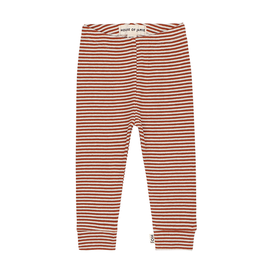 Rib Leggings - Baked Apple Small Stripes