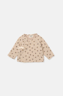  ORGANIC FLORAL NEWBORN TOP - BEIGE