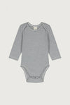 Baby Body gestreift GOTS - Nearly Black/Cream