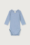 Baby Body gestreift GOTS - Blue Moon/Cream