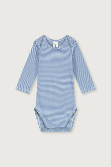  Baby Body gestreift GOTS - Blue Moon/Cream