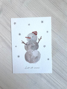  Postkarte Schneemann "Let it snow"