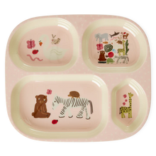  Kinderteller mit 4er Einteilung - Pink - Wildlife Print