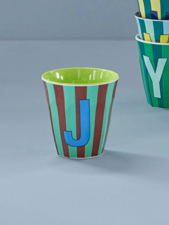 Medium Becher - Mint - J - Stripes