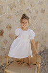 Leinenkleid mit Puffärmeln - white