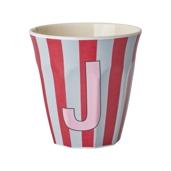 Medium Becher - Rot - J - Stripes