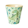 Medium Becher - Salbeigrün - Dino Print