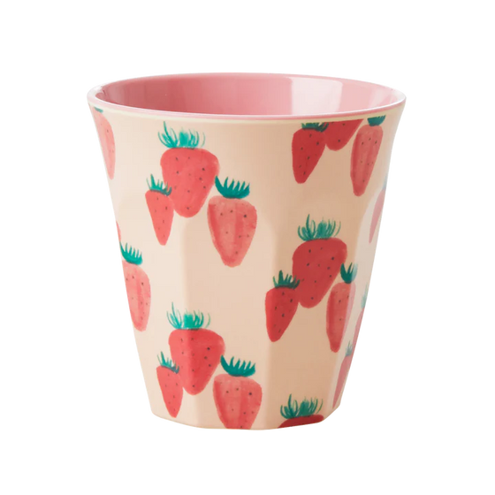 Medium Becher - Hellrosa - Strawberry Print