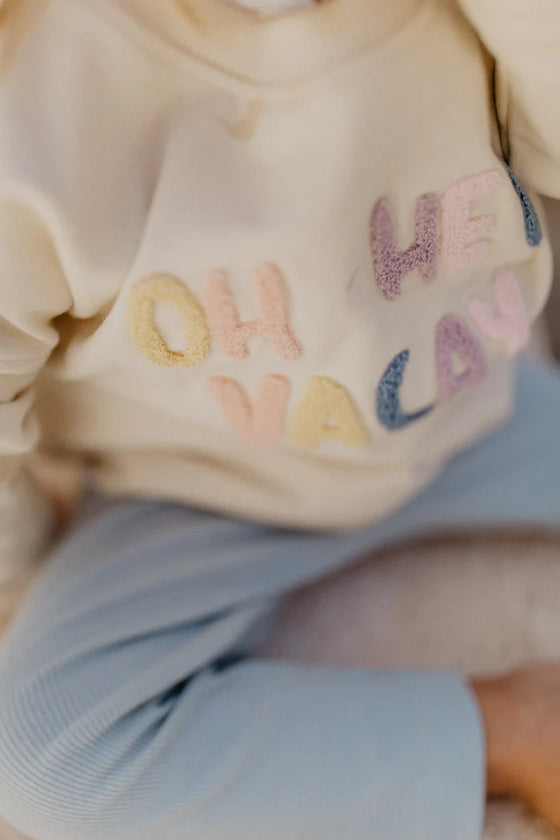 Oversized Sweatshirt 'oh hey vacay' - beige