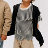 T-shirt S/S Fabian - navy rib stripe