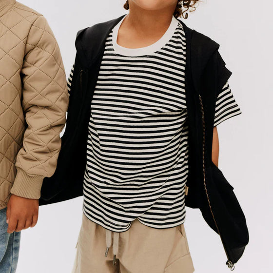 T-shirt S/S Fabian - navy rib stripe