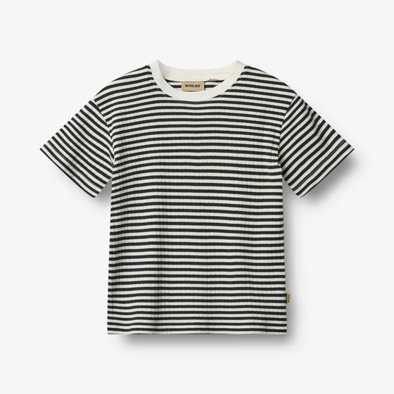 T-shirt S/S Fabian - navy rib stripe