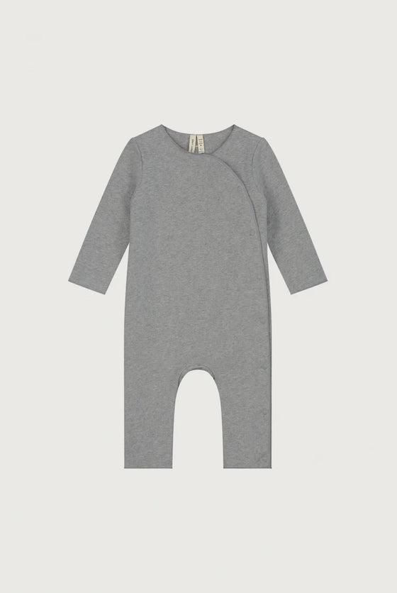 Baby Anzug mit Druckknöpfen GOTS - Grey Melange